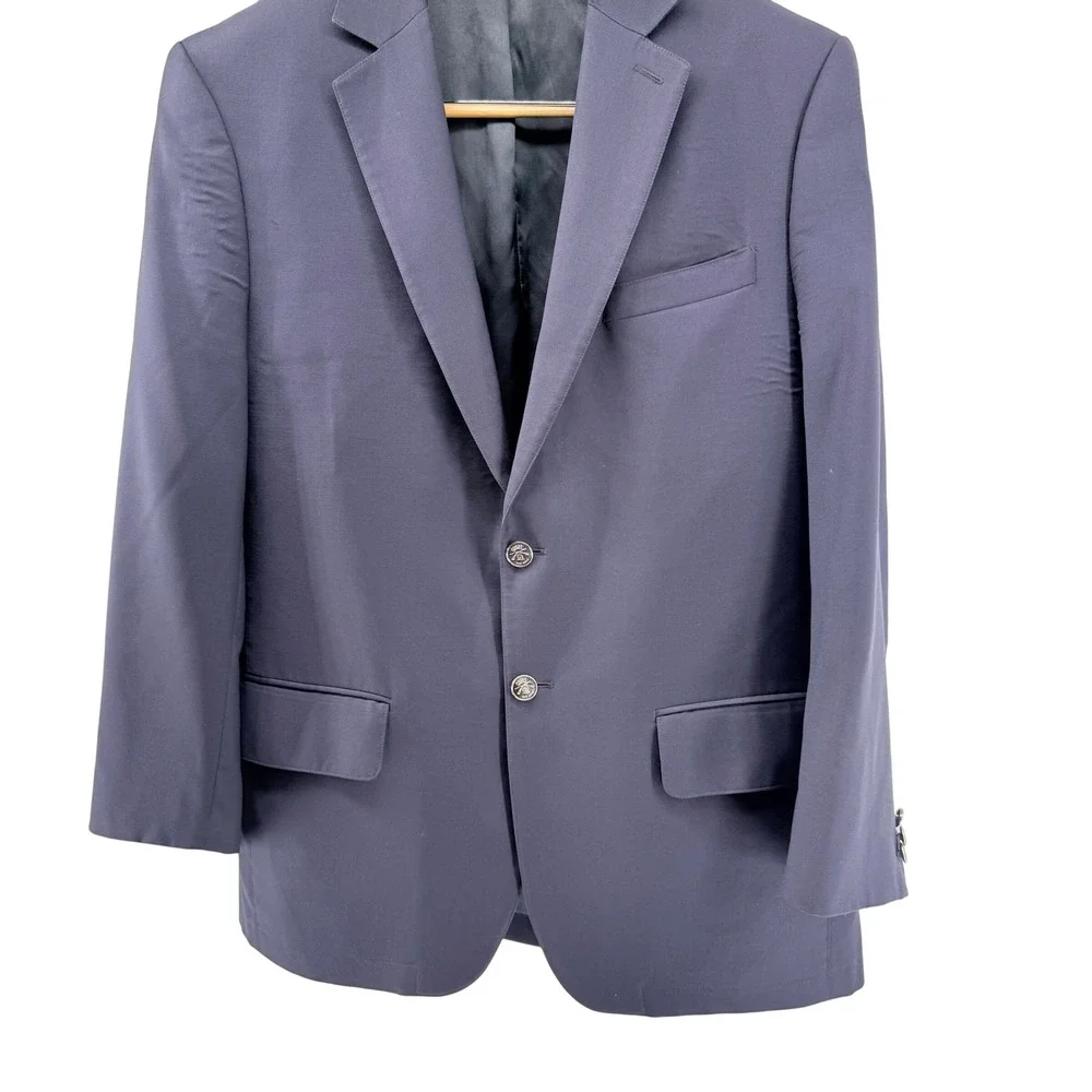 Orvis Mens Navy Blue‎ 100% Wool Two Button Blazer Sport Coat 42R*read*